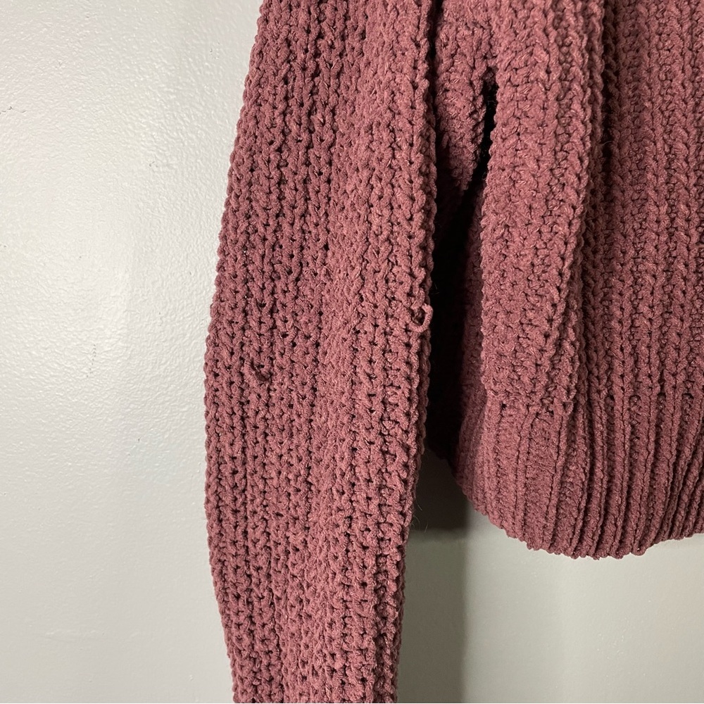 Love Tree Boho Preppy Rose Pink Knit Button Up Front V Neck Cardigan Sweater Lg - Picture 4 of 5